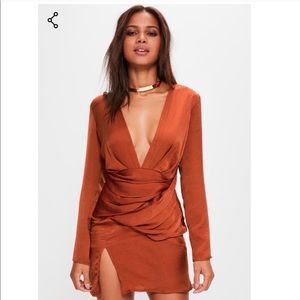 Missguided Burnt Orange Silky Dress size US 4
